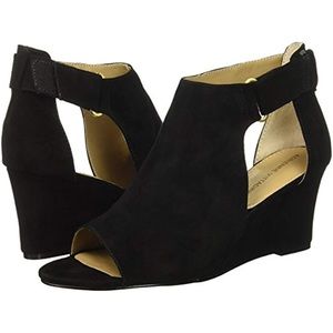 Adrienne Vittadini Riva Black Suede Leather Wedge